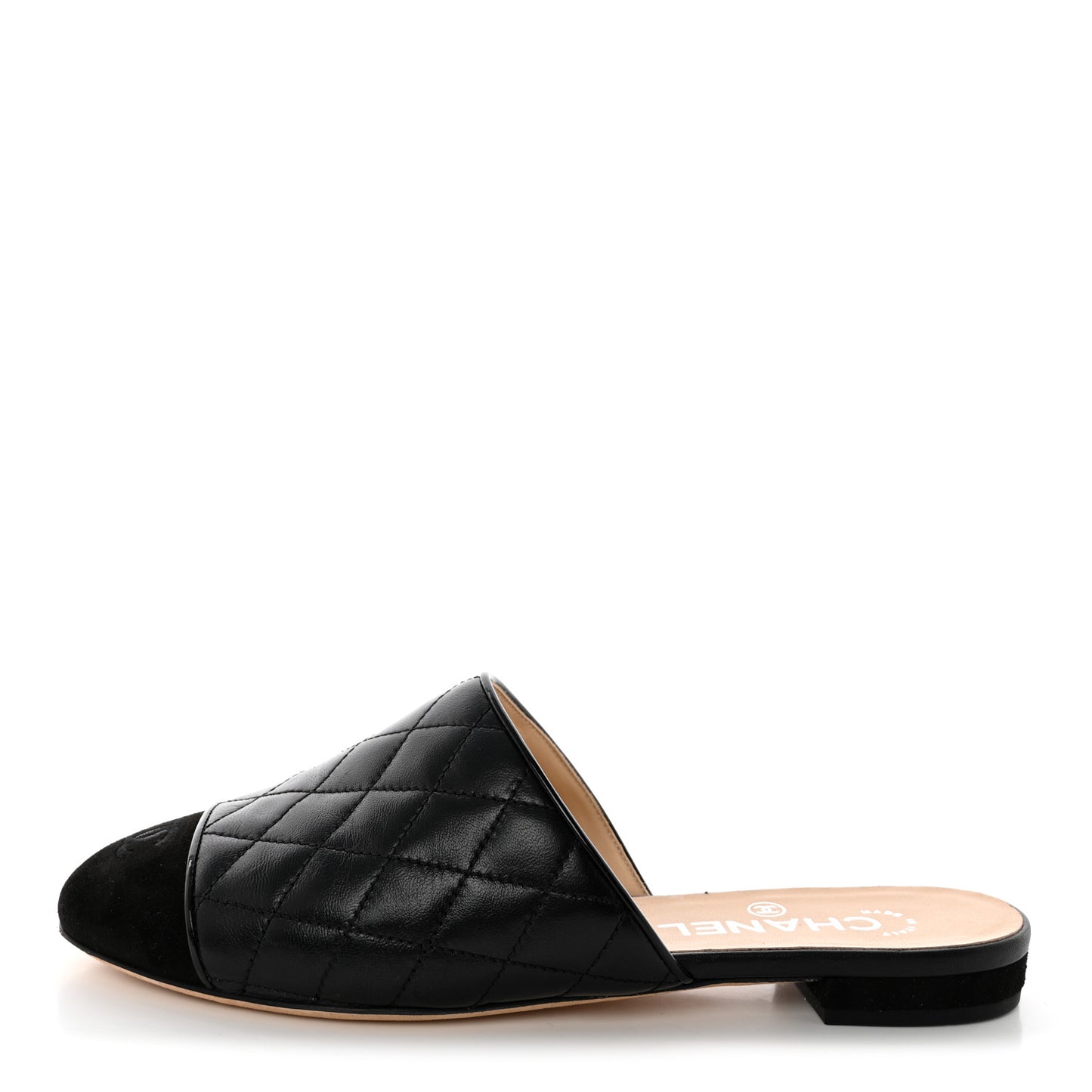 Lambskin Kid Suede Quilted Mules 37.5 Black