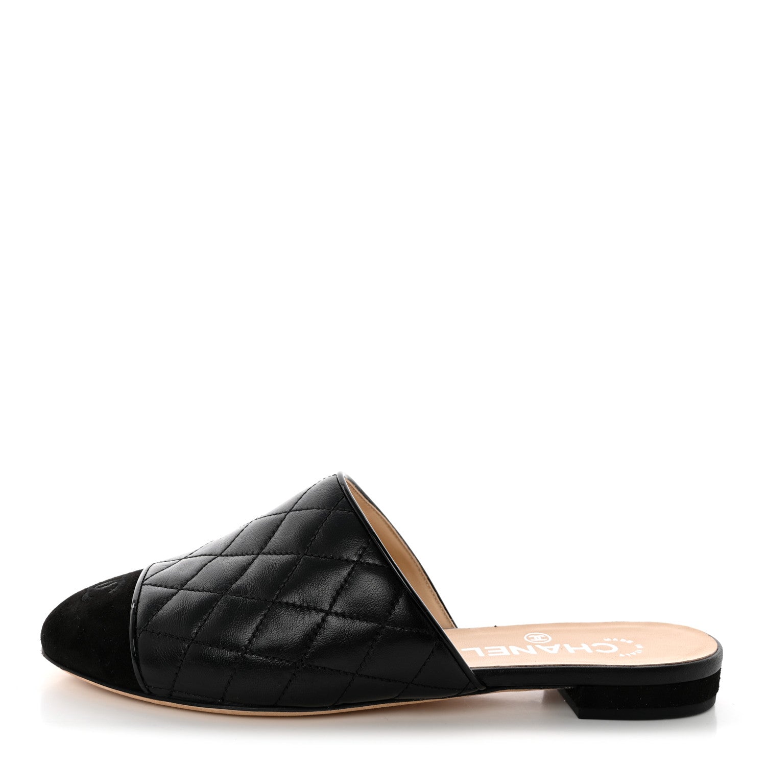 Chanel Lambskin Kid Suede Quilted Mules 37.5 Black 1 of 12