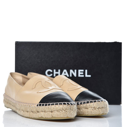 Chanel Lambskin CC Espadrilles 40 Beige Black 13 of 13