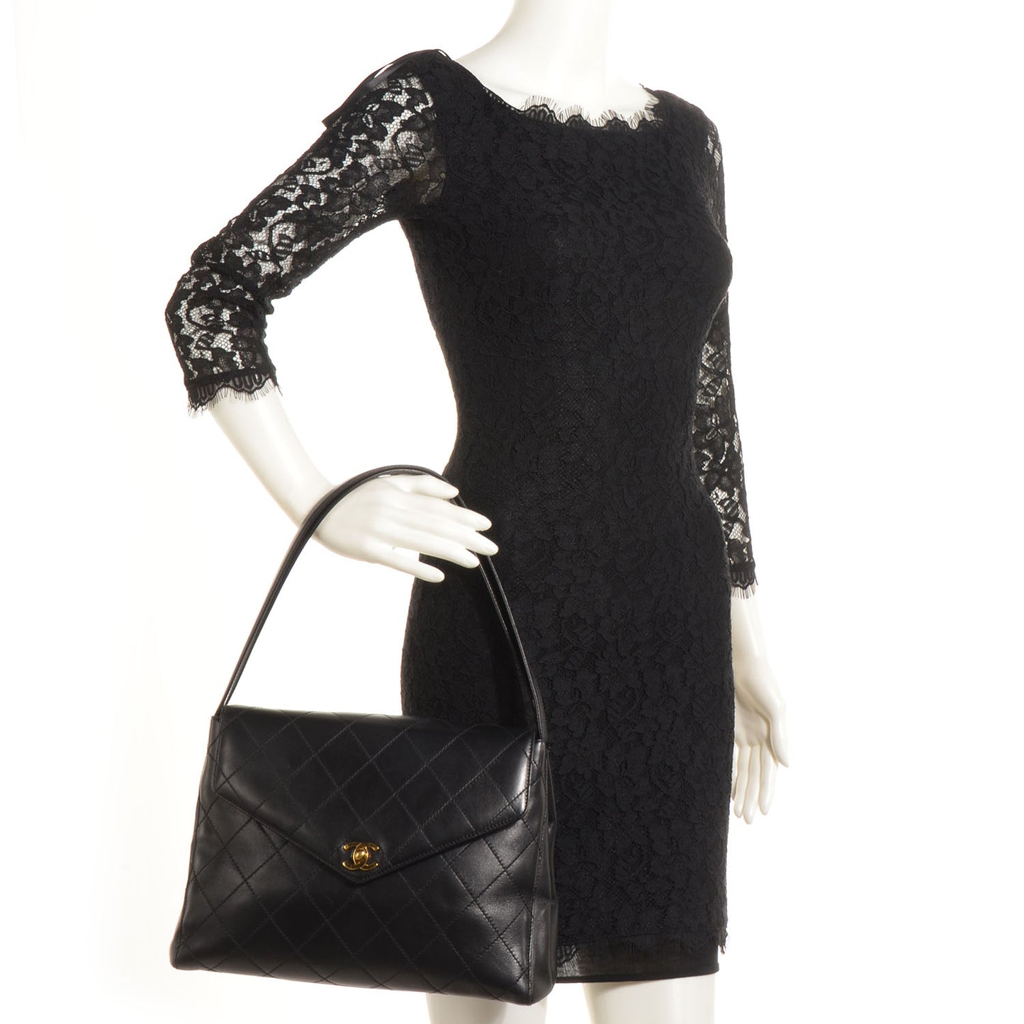 Lambskin Shoulder Flap Bag Black