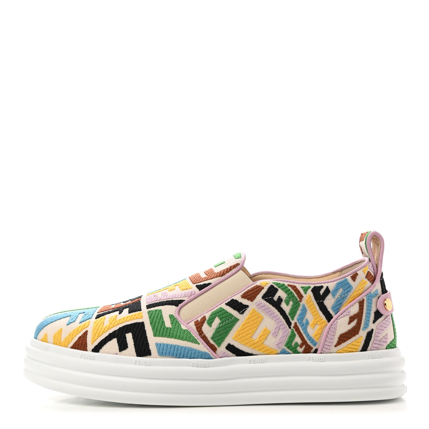 Fendi X SARA COLEMAN Canvas FF Vertigo Embroidered Womens Rise Slip On Sneakers 41 Grezzo Multicolor 1 of 8