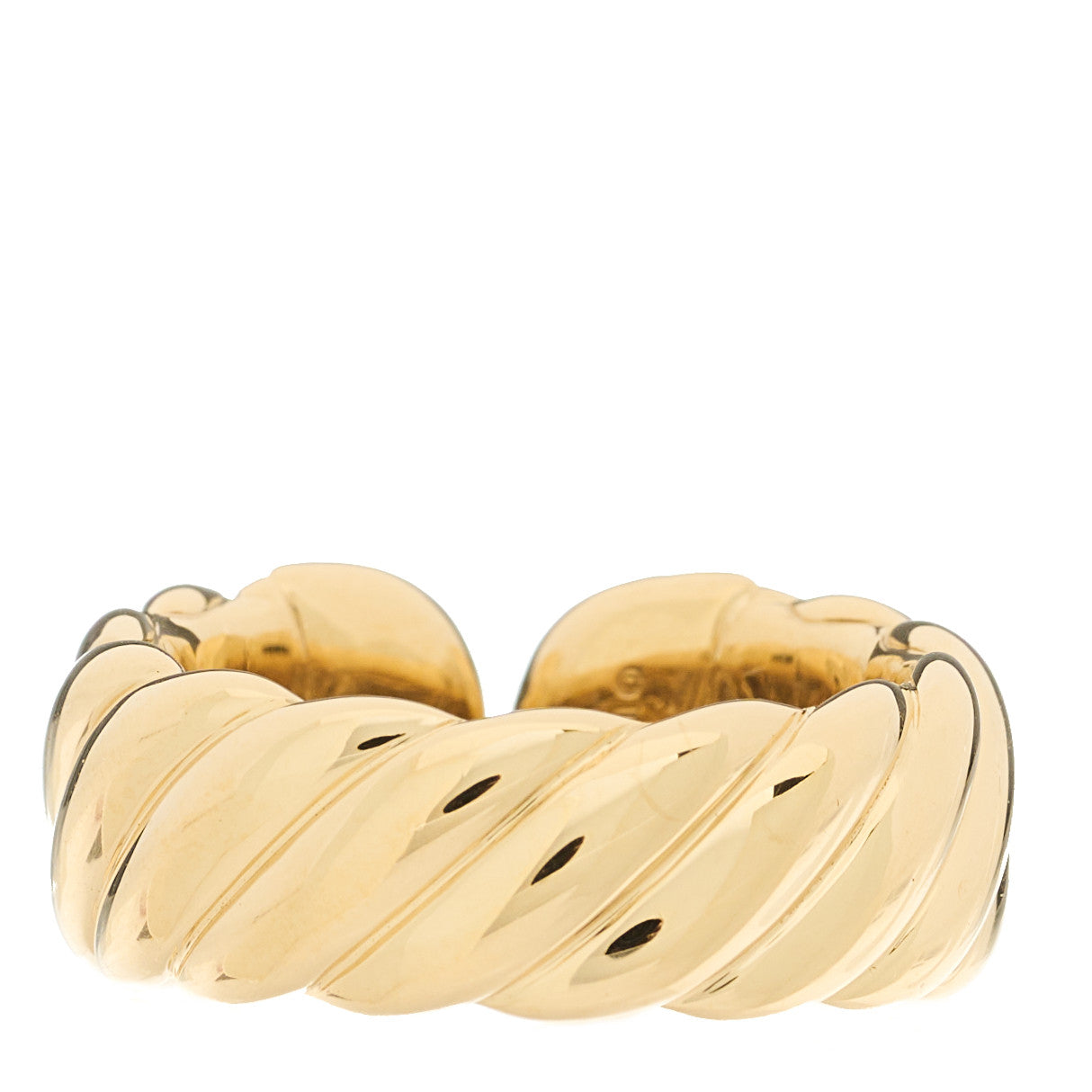 18K Yellow Gold Diamond Sculpted Open Cable Ring 60 9