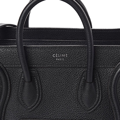 Celine Drummed Calfskin Nano Luggage Black 9 of 9