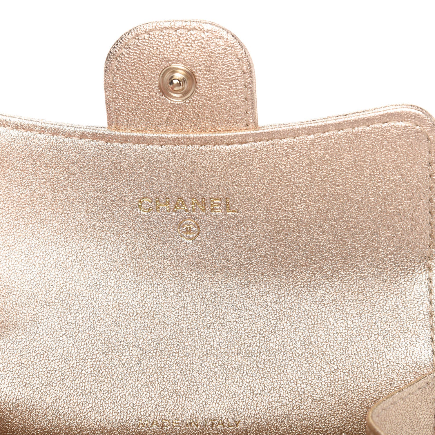 Chanel Metallic Lambskin Quilted Flap Card Holder Wallet Gold 6 of 9