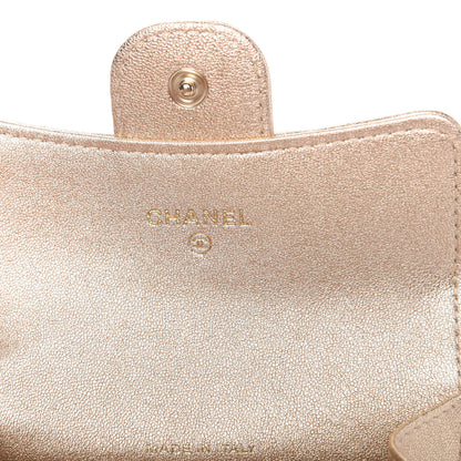 Chanel Metallic Lambskin Quilted Flap Card Holder Wallet Gold 6 of 9