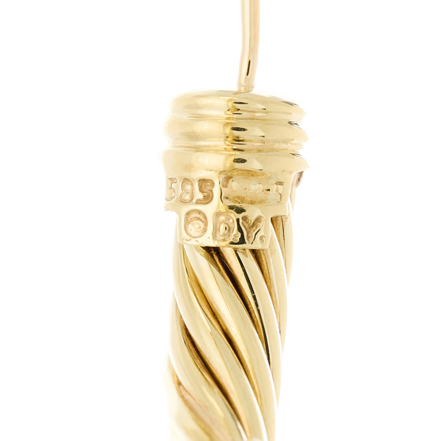 14K Yellow Gold Garnet Tourmaline Sculpted Cable Hoop Earrings