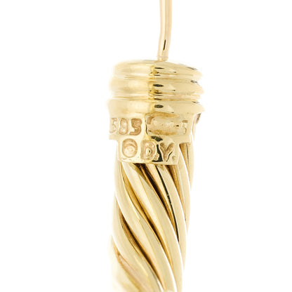 David Yurman 14K Yellow Gold Garnet Tourmaline Sculpted Cable Hoop Earrings 4 of 4