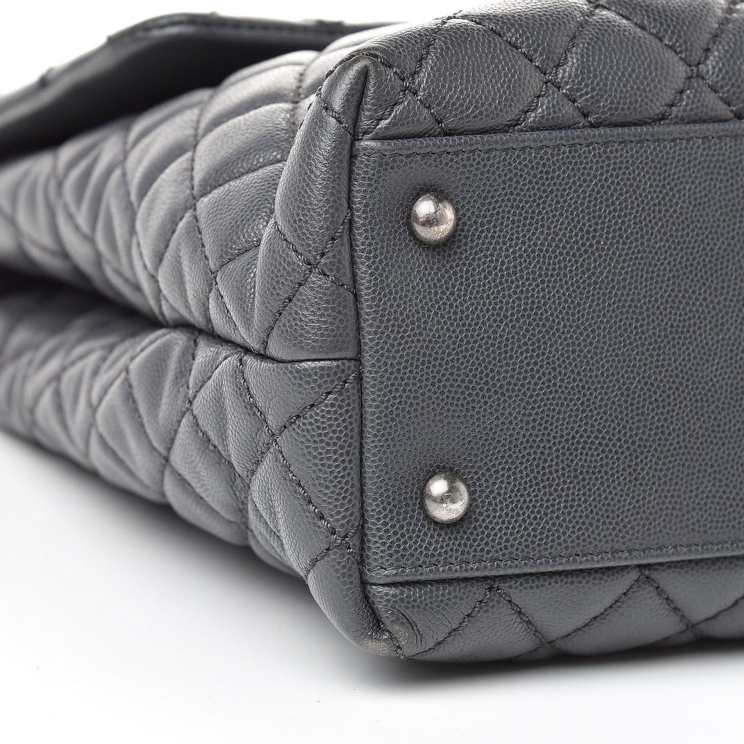Caviar Quilted Large Coco Handle Flap Grey