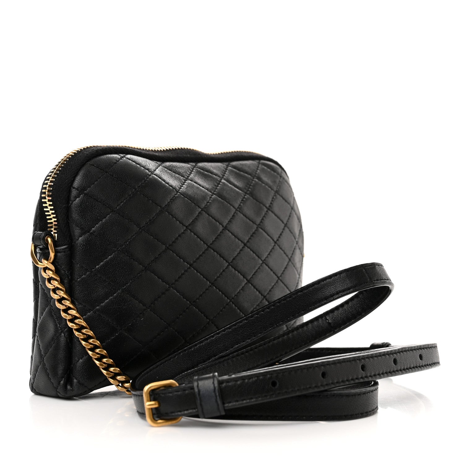 Saint Laurent Lambskin Quilted Gaby Zipped Pouch Black 3 of 11