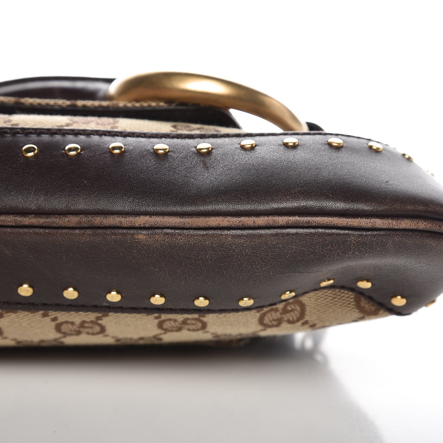 Monogram Studded Large Horsebit Clutch Dark Brown
