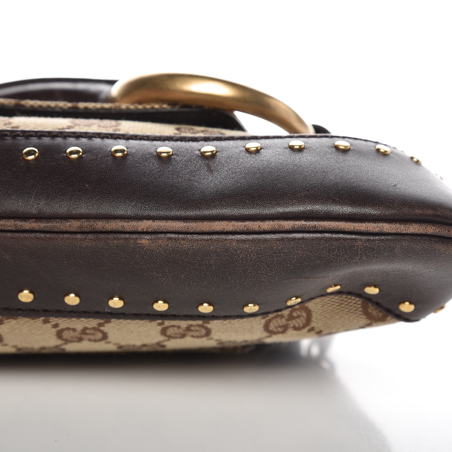 Gucci Monogram Studded Large Horsebit Clutch Dark Brown 12 of 15
