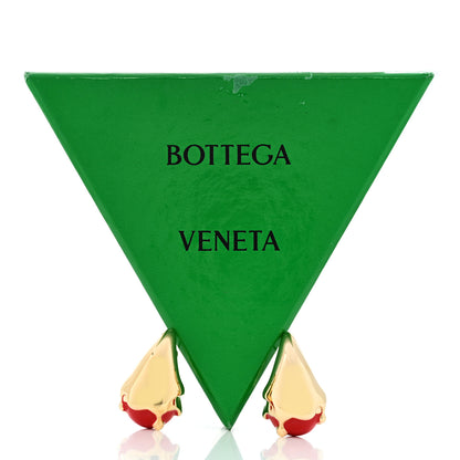 Bottega Veneta 18K Yellow Gold Sterling Silver Enamel Medium Drop Earrings Chili Red Gold 5 of 5