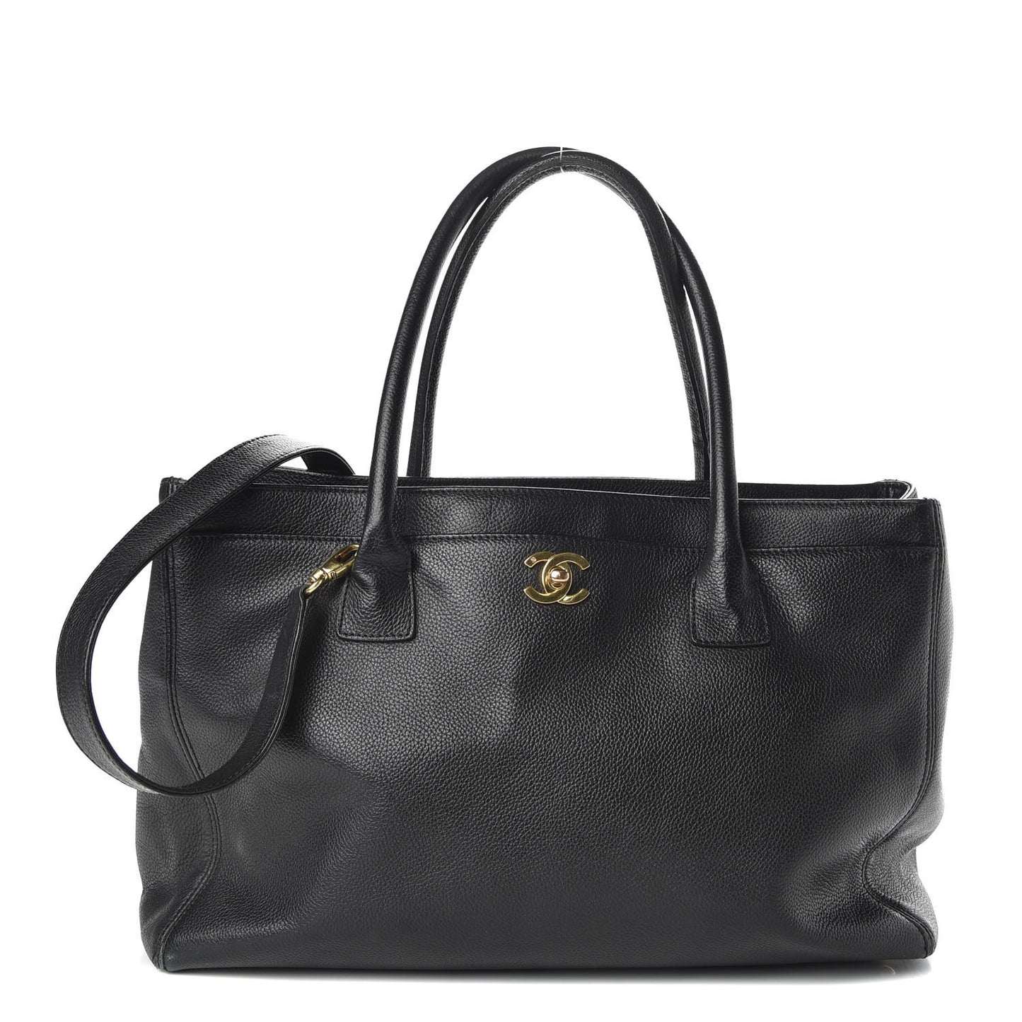 Calfskin Cerf Executive Shopper Tote Black