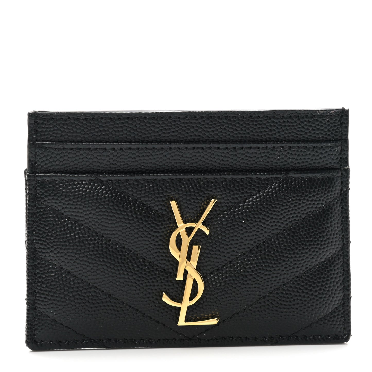 Grain De Poudre Matelasse Chevron Monogram Credit Card Case Black