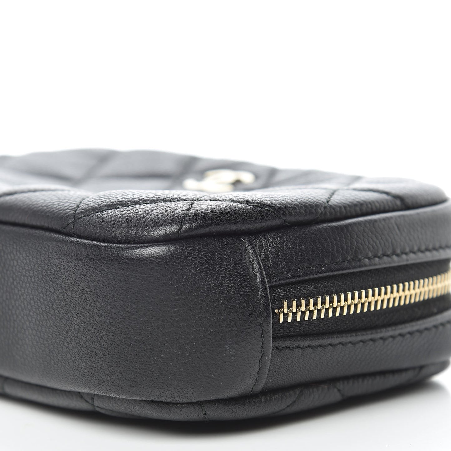 Caviar Quilted Small Curvy Pouch Cosmetic Case Black