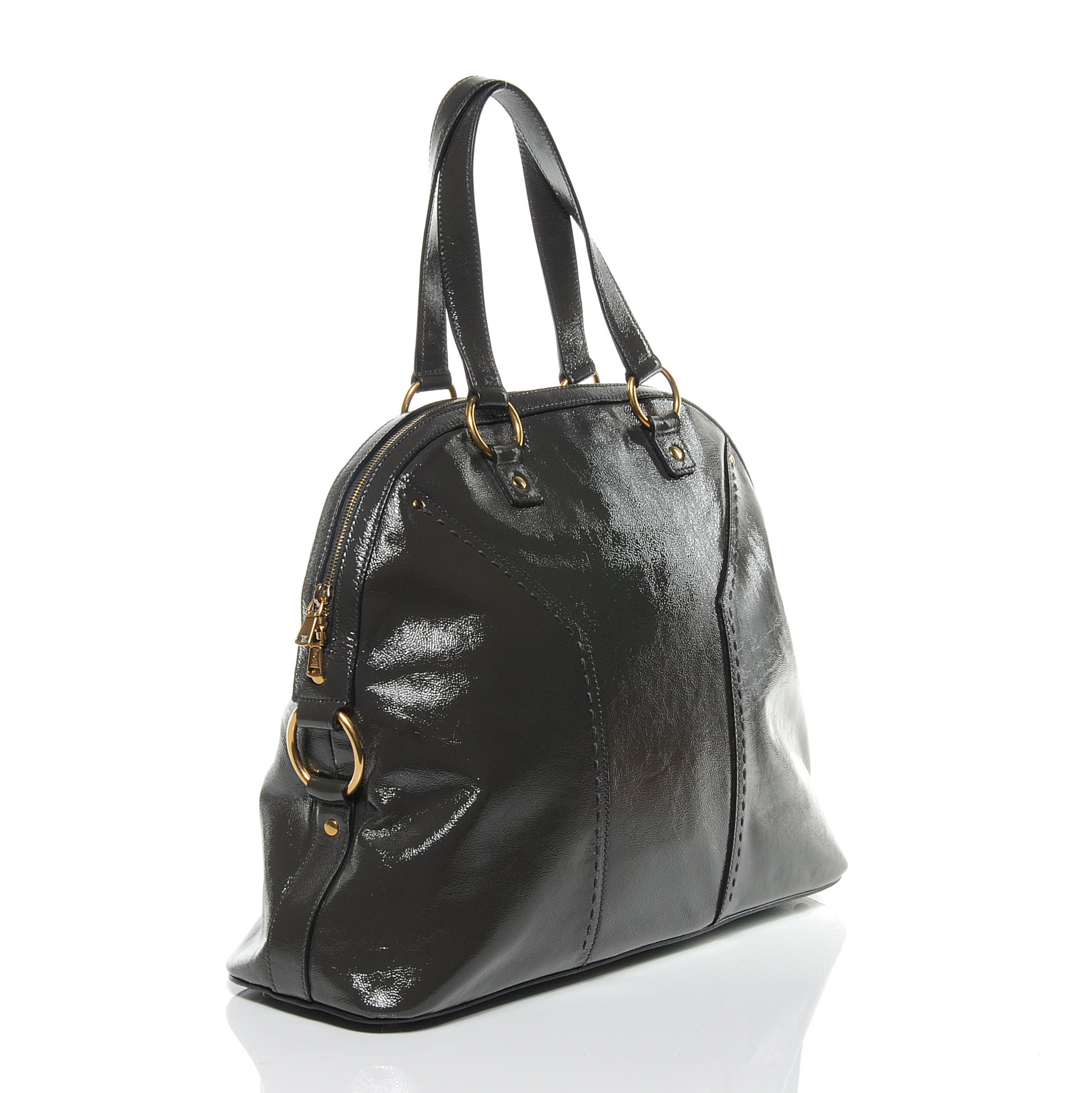 Saint Laurent Patent Leather Oversized Muse Grey 3 of 6