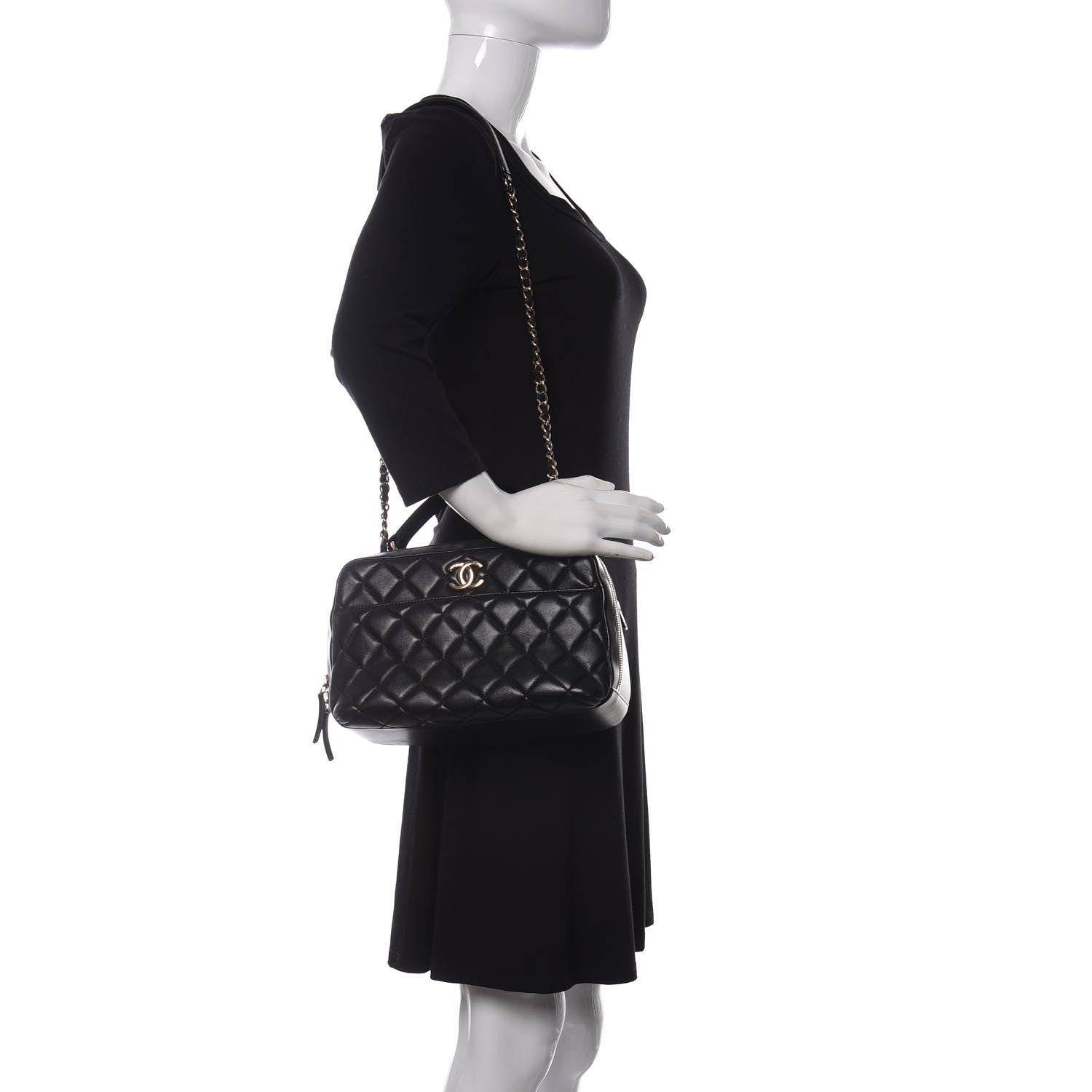 Chanel Lambskin Quilted Medium Trendy CC Bowling Bag Black 2 of 14