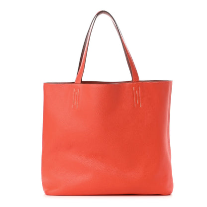 Hermes Taurillon Clemence Double Sens Reversible Tote Sanguine Rose Jaipur 2 of 14