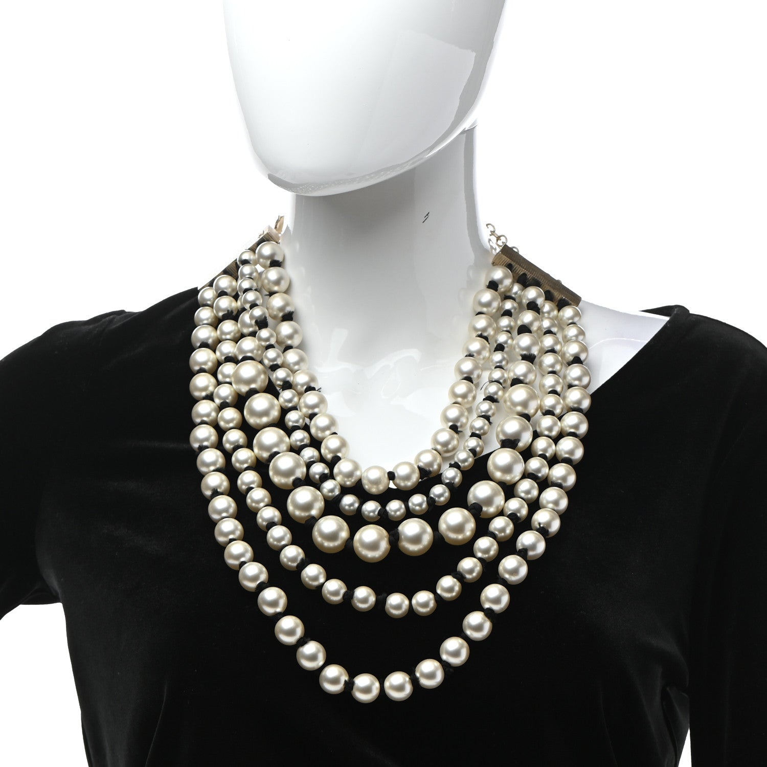 Chanel Pearl Multi Strand Long Necklace Gold 2 of 6