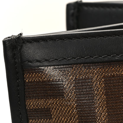 Fendi Glazed Fabric Vitello Century Plexiglass FF 1974 Stamp Patch Medium Runaway Shopper Tote Mogano Panna Black 11 of 12