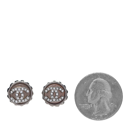 Chanel Resin CC Earrings Pink Silver 2 of 4