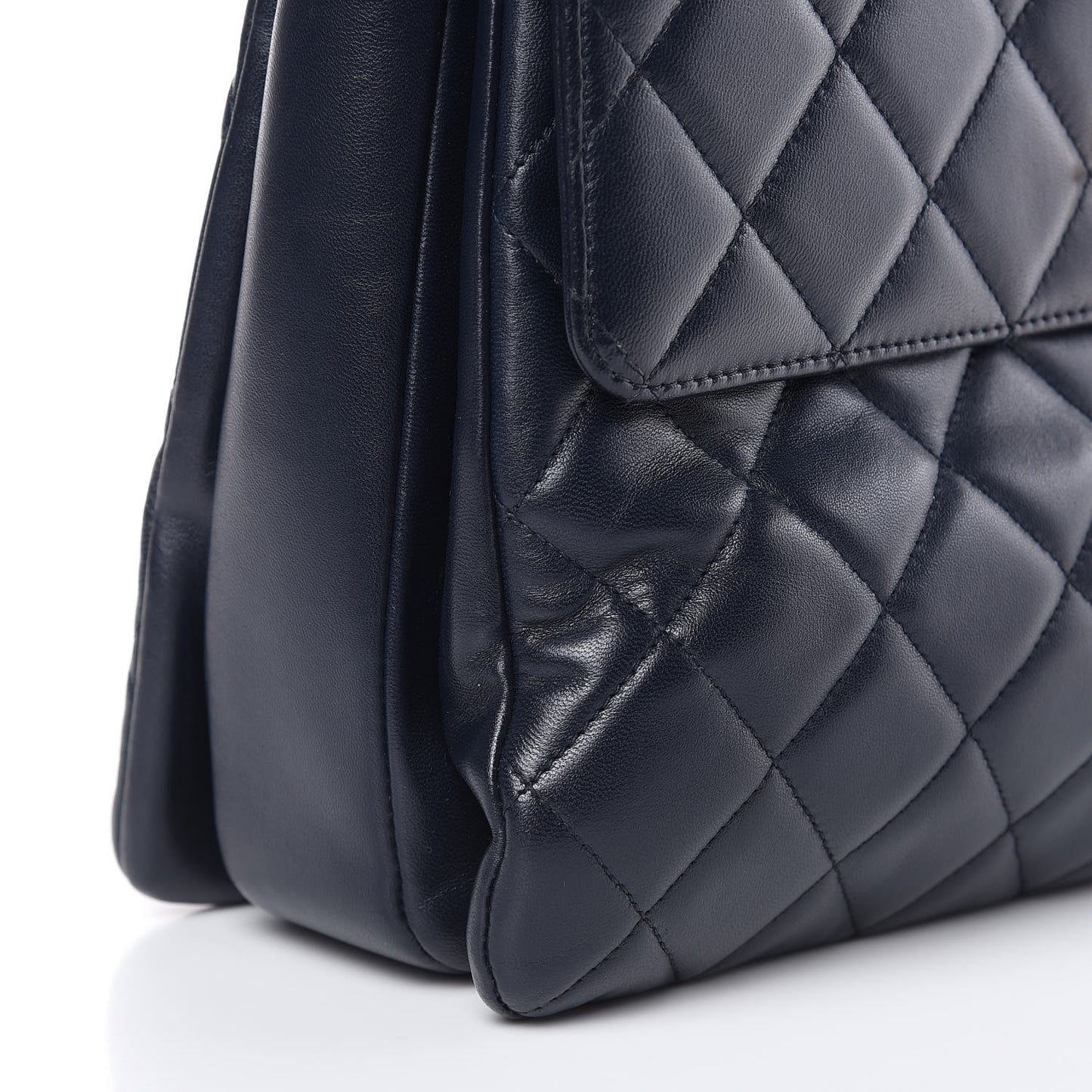 Lambskin Quilted Large Trendy CC Dual Handle Flap Bag Navy