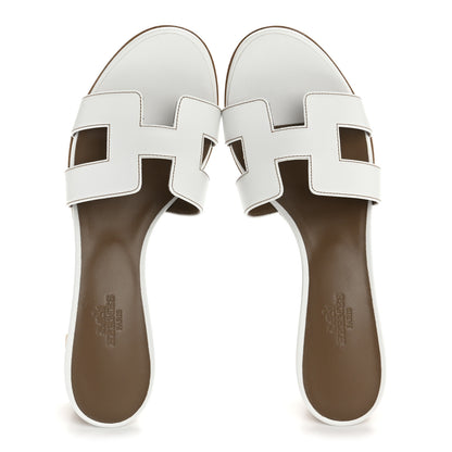 Hermes Calfskin Oasis Sandals 37.5 White 2 of 9