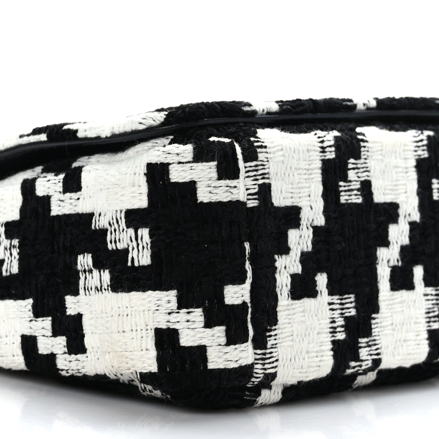 Christian Dior Tweed Macro Houndstooth Small Caro Bag Black White 8 of 9