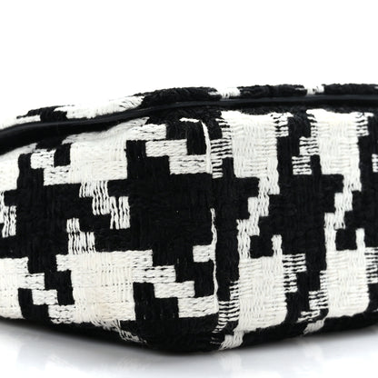 Christian Dior Tweed Macro Houndstooth Small Caro Bag Black White 8 of 9