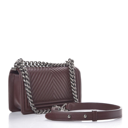 Chanel Calfskin Chevron Quilted Small Boy Flap Burgundy 3 of 8