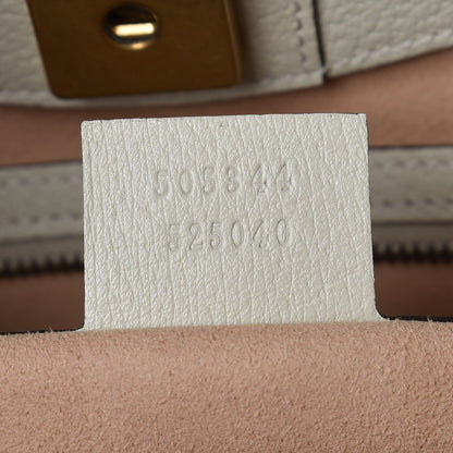 Gucci Grained Calfskin Web Stripe Butterfly Medium Totem Top Handle Bag White 10 of 10