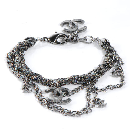 Chanel Metal Multi Strand CC Bracelet 10P Silver 1 of 5