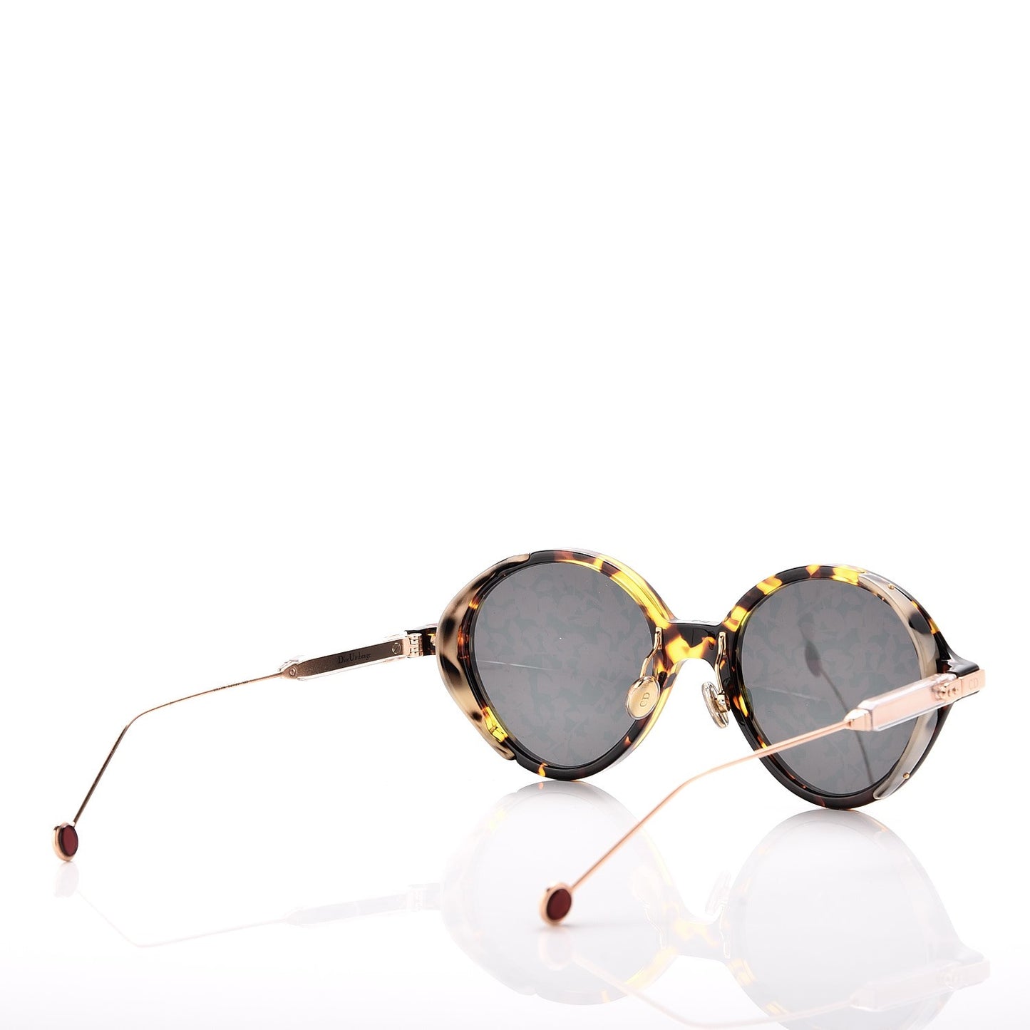 Acetate Leaf Print Umbrage Round Sunglasses Pink Foliage