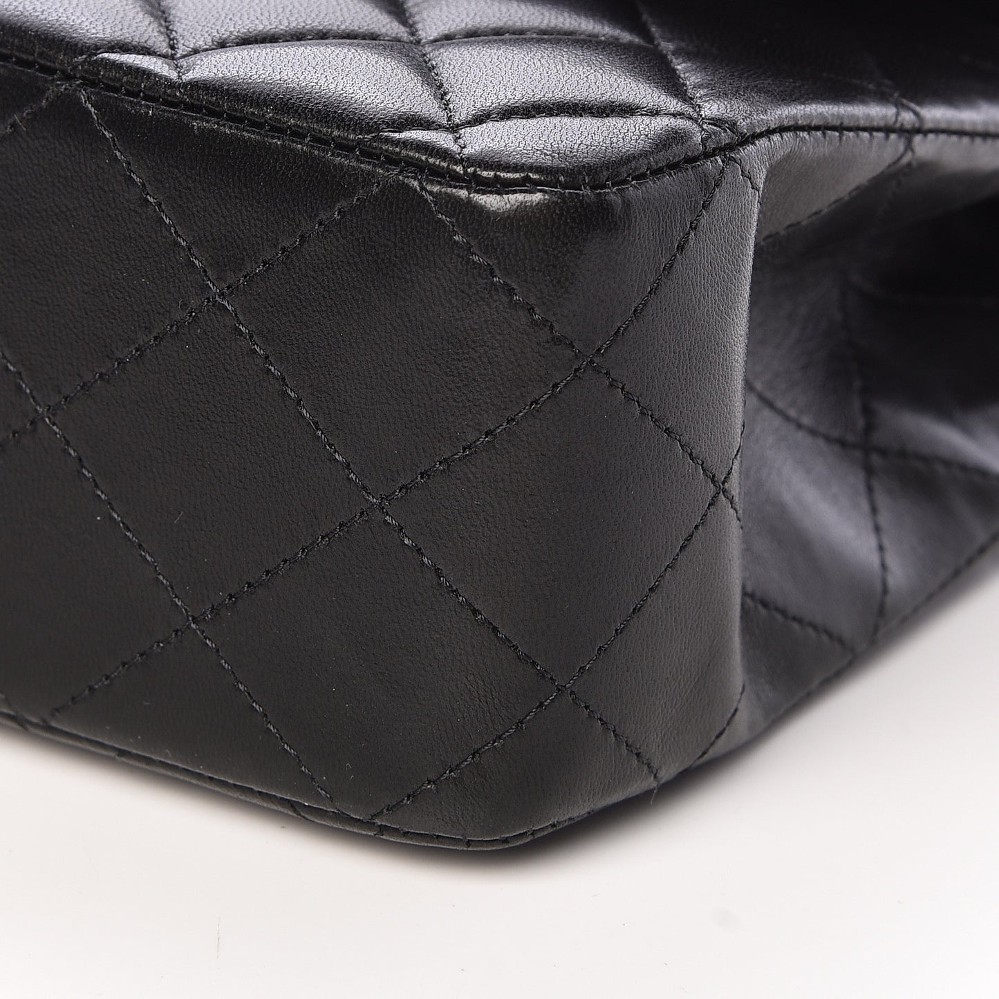 Lambskin Quilted Medium Double Flap Black