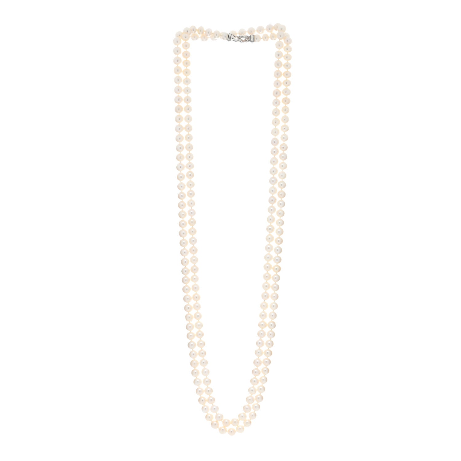 David Yurman Sterling Silver Diamond Pearl 8.5-9mm Buckle Necklace 72" 2 of 4