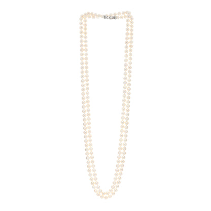 David Yurman Sterling Silver Diamond Pearl 8.5-9mm Buckle Necklace 72" 2 of 4