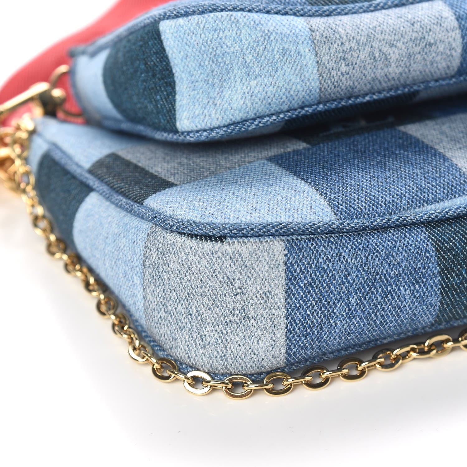 Louis Vuitton Denim Damier Monogram Patchwork Multi Pochette Accessories Blue Rouge 8 of 10