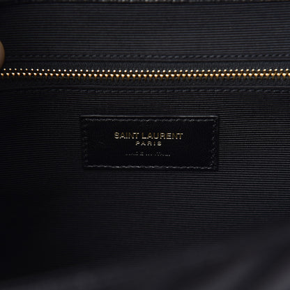 Saint Laurent Grain De Poudre Matelasse Chevron Large Monogram Satchel Black 8 of 10