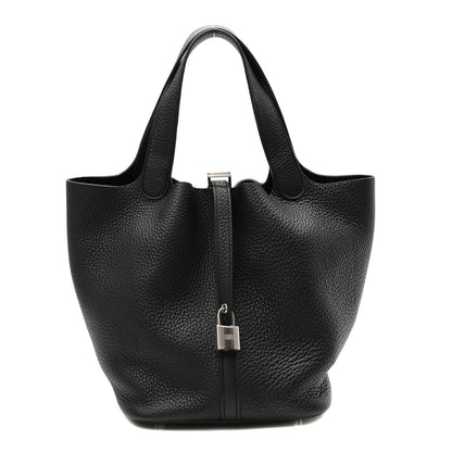 Hermes Taurillon Clemence Picotin Lock 22 MM Black 1 of 9