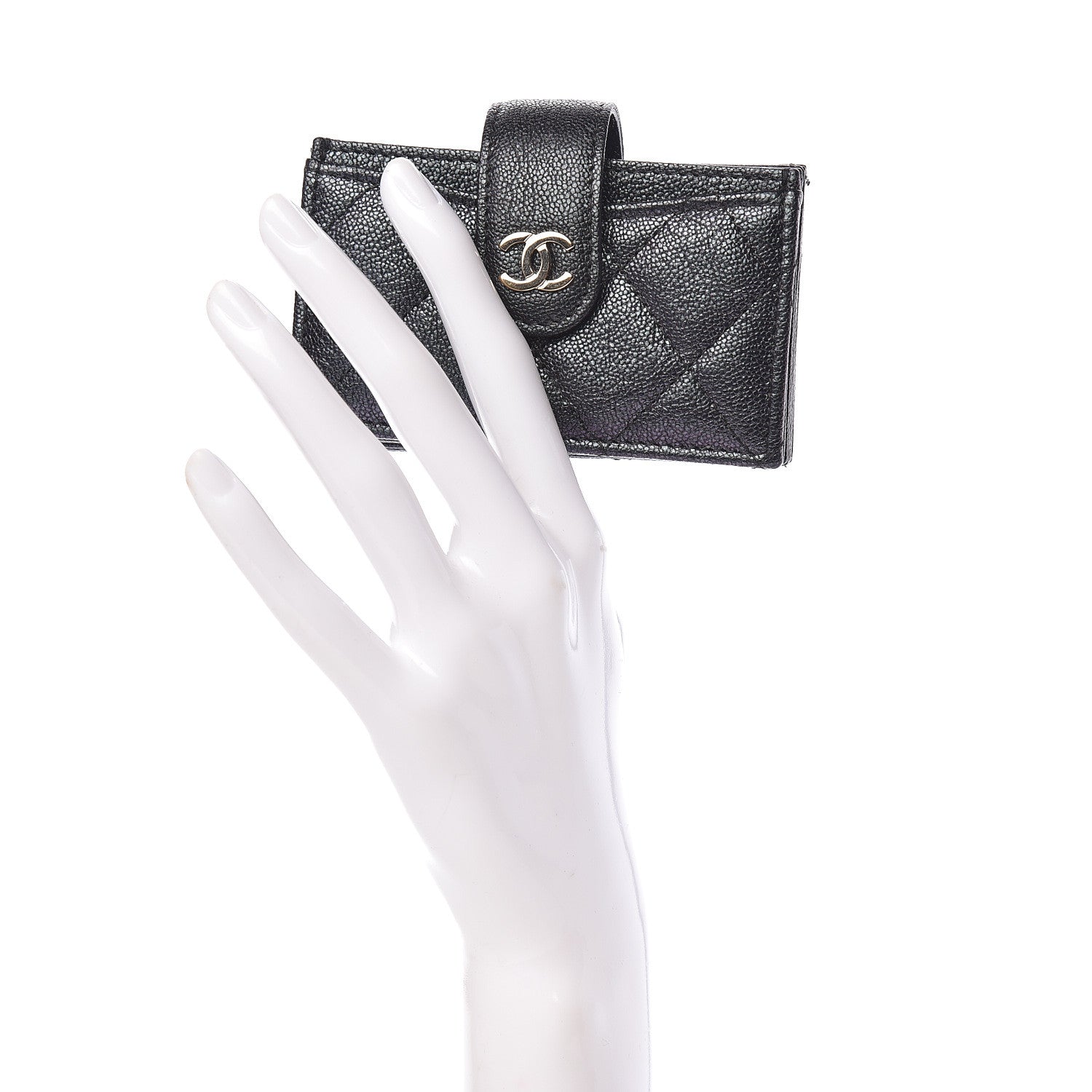 Chanel Iridescent Caviar Quilted Gusseted Card Holder Black 2 of 9