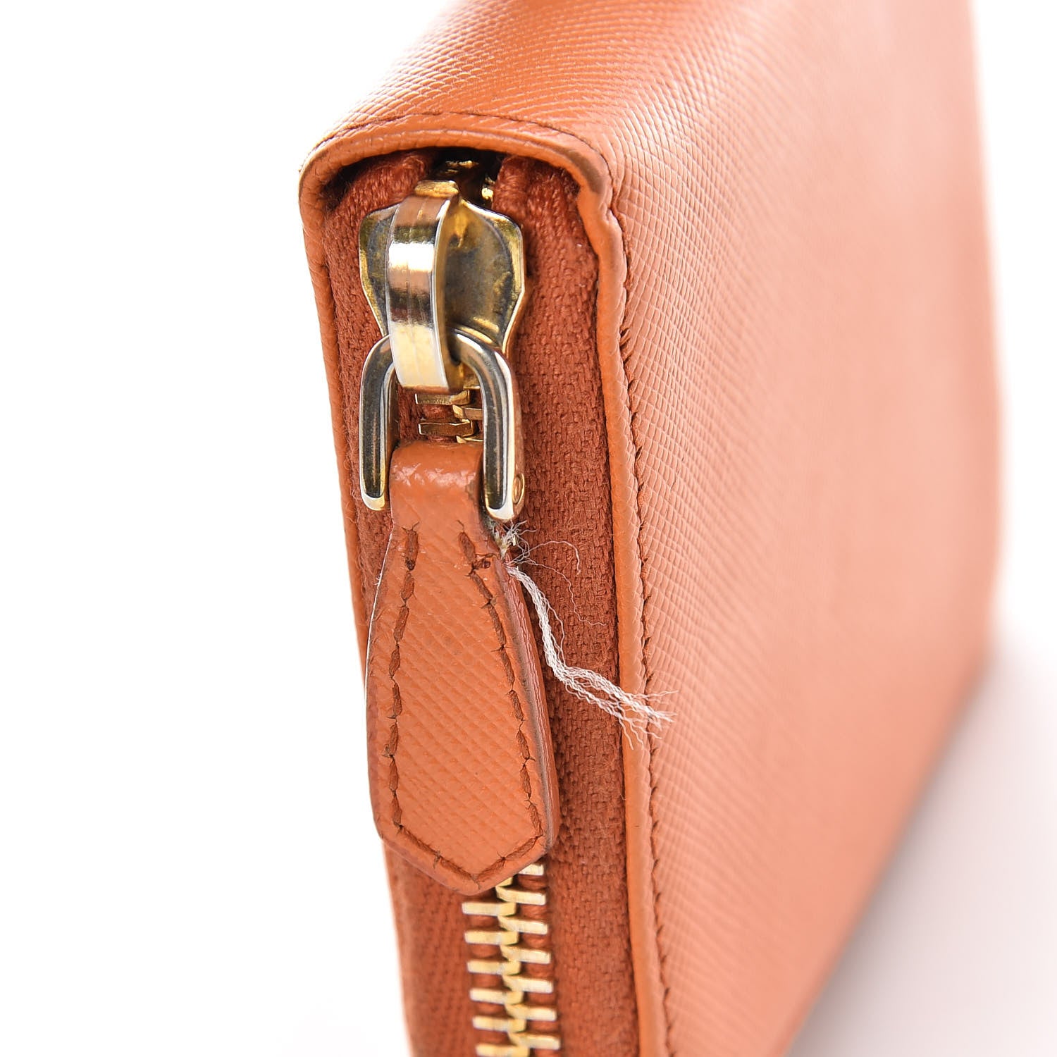 Prada Saffiano Metal Zip Coin Purse Papaya 9 of 17