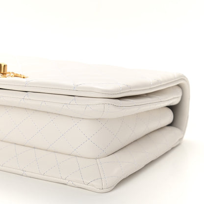 Chanel Lambskin Quilted Chain Flap White 10 of 12
