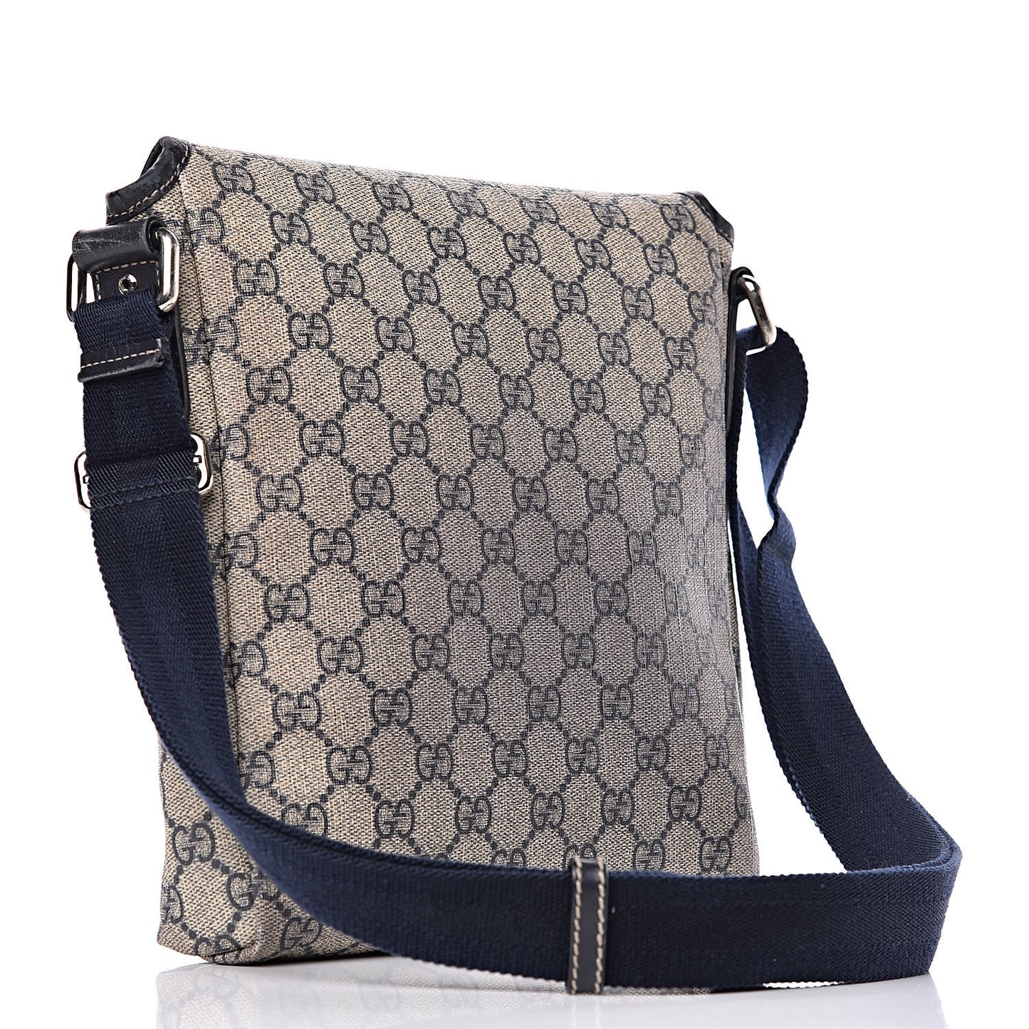 GG Plus Monogram Sellieria Calfskin Small Flap Messenger Bag Beige Blue