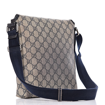 Gucci GG Plus Monogram Sellieria Calfskin Small Flap Messenger Bag Beige Blue 3 of 15