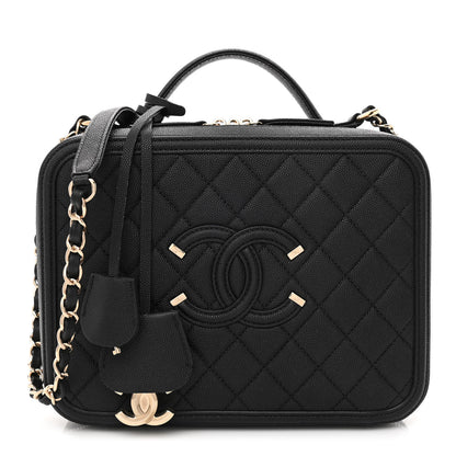 Chanel Caviar Quilted Medium CC Filigree Vanity Case Black 3 of 15