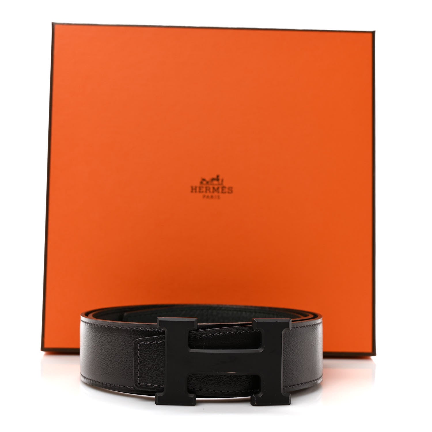 Hermes Box Togo So Black 32mm H Belt 80 32 Black Vert Fonce 5 of 5