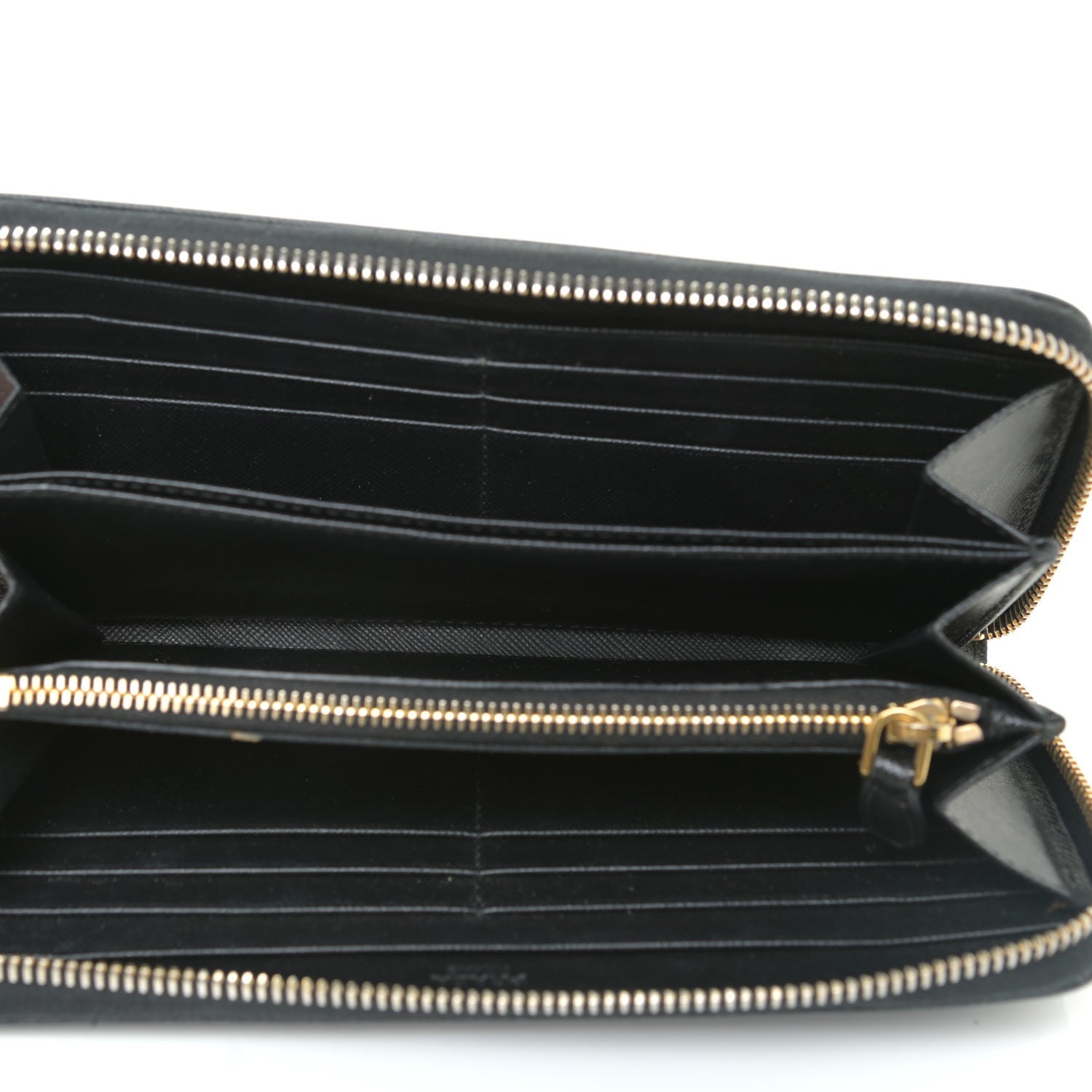 Prada Saffiano Triangle Zip Around Wallet Black 8 of 10