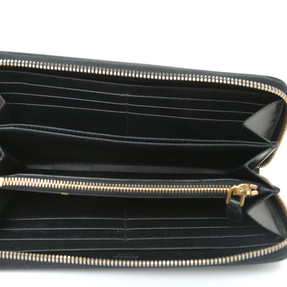 Prada Saffiano Triangle Zip Around Wallet Black 8 of 10