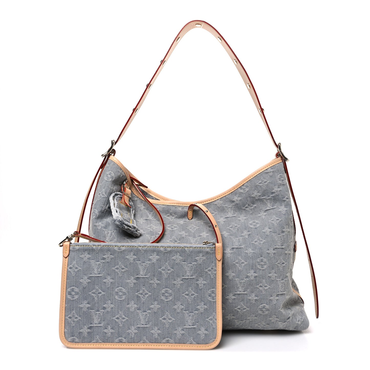 Monogram Denim CarryAll MM Washed Grey
