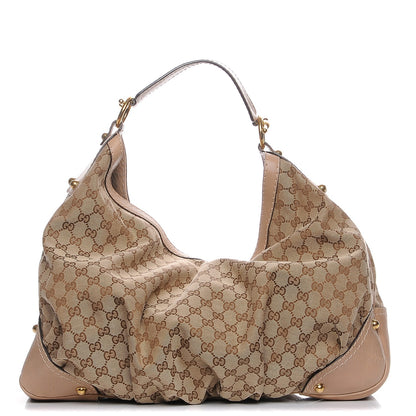 Gucci Monogram Large Jockey Hobo Beige 1 of 7